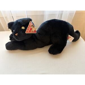 Dakin Black Scaredy Cat Panther Plush Stuffed Animal 2005 Halloween Laying Down